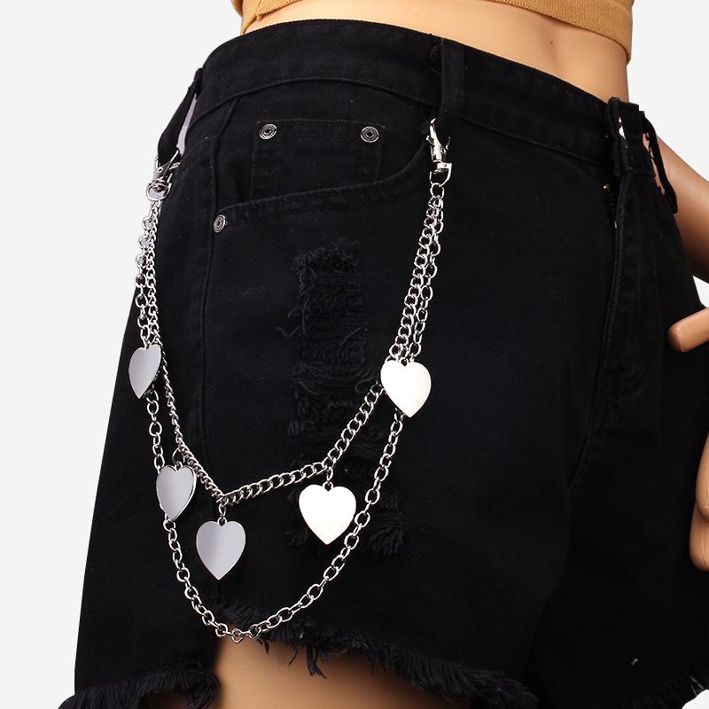 Metal pendant fashion heart-shaped waist chain pants chain ins hip-hop double-layer trend peach heart body chain