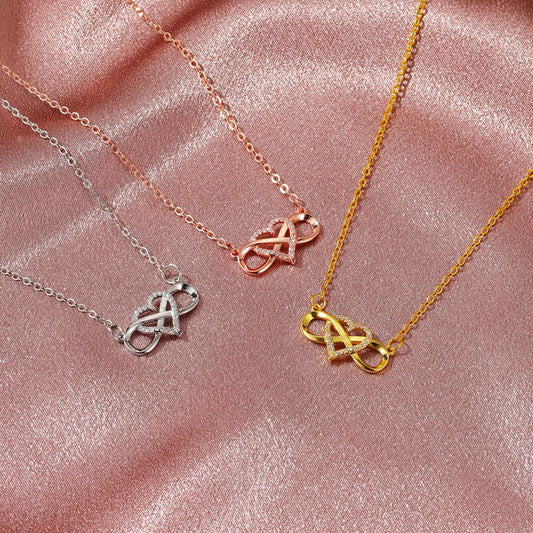 Knotted love necklace cold and simple 8-character heart-shaped cross clavicle chain ins niche design jewelry