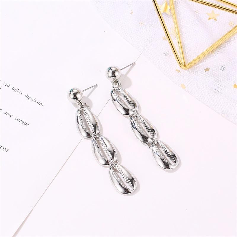 Natural shell earrings simple metal all-match tassel shell earrings earrings earrings ethnic personality earrings