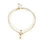 Jewelry simple OT buckle cross chain necklace mix and match drop ball retro lock double layer necklace female