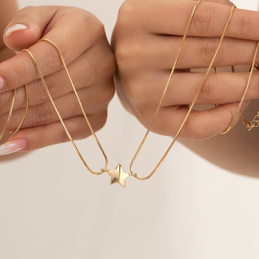 Jewelry Personality Snake Bone Chain Friendship Set Necklace Simple Magnetic Star Pendant Couple Necklace