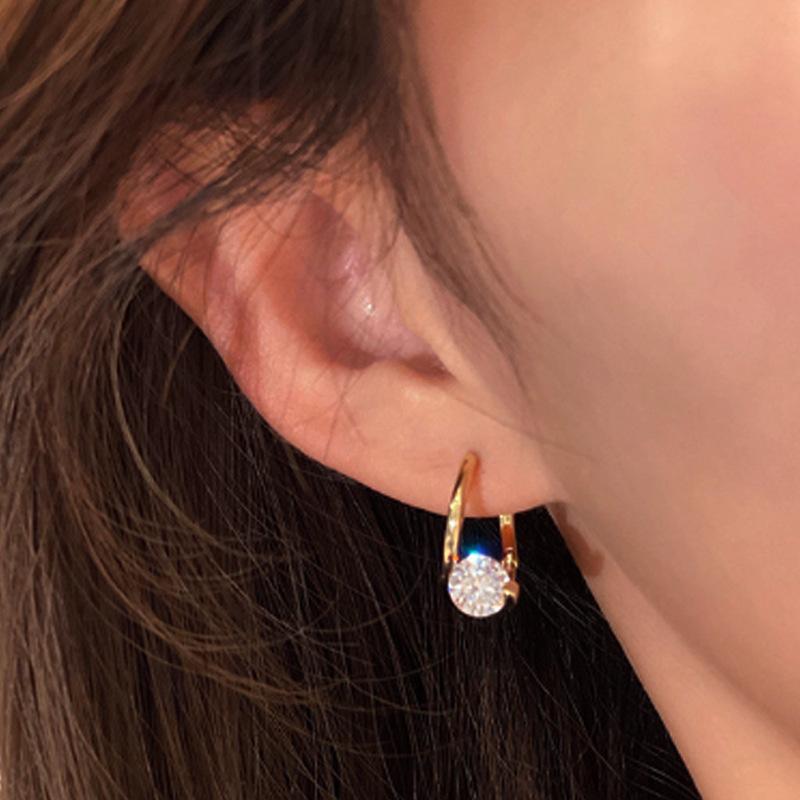 Simple temperament zircon earrings high-end sense net red all-match earrings niche design fashion geometric earrings women