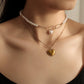 Young luxury accessories temperament niche pearl clavicle chain love love pendant double layer necklace necklace