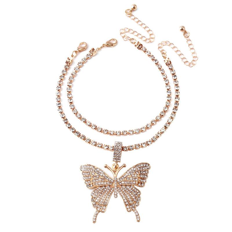 Jewelry Simple Temperament Copper Claw Chain Chain Hand Decoration Fashion Street Shoot Double Big Butterfly Set Chain Bracelet