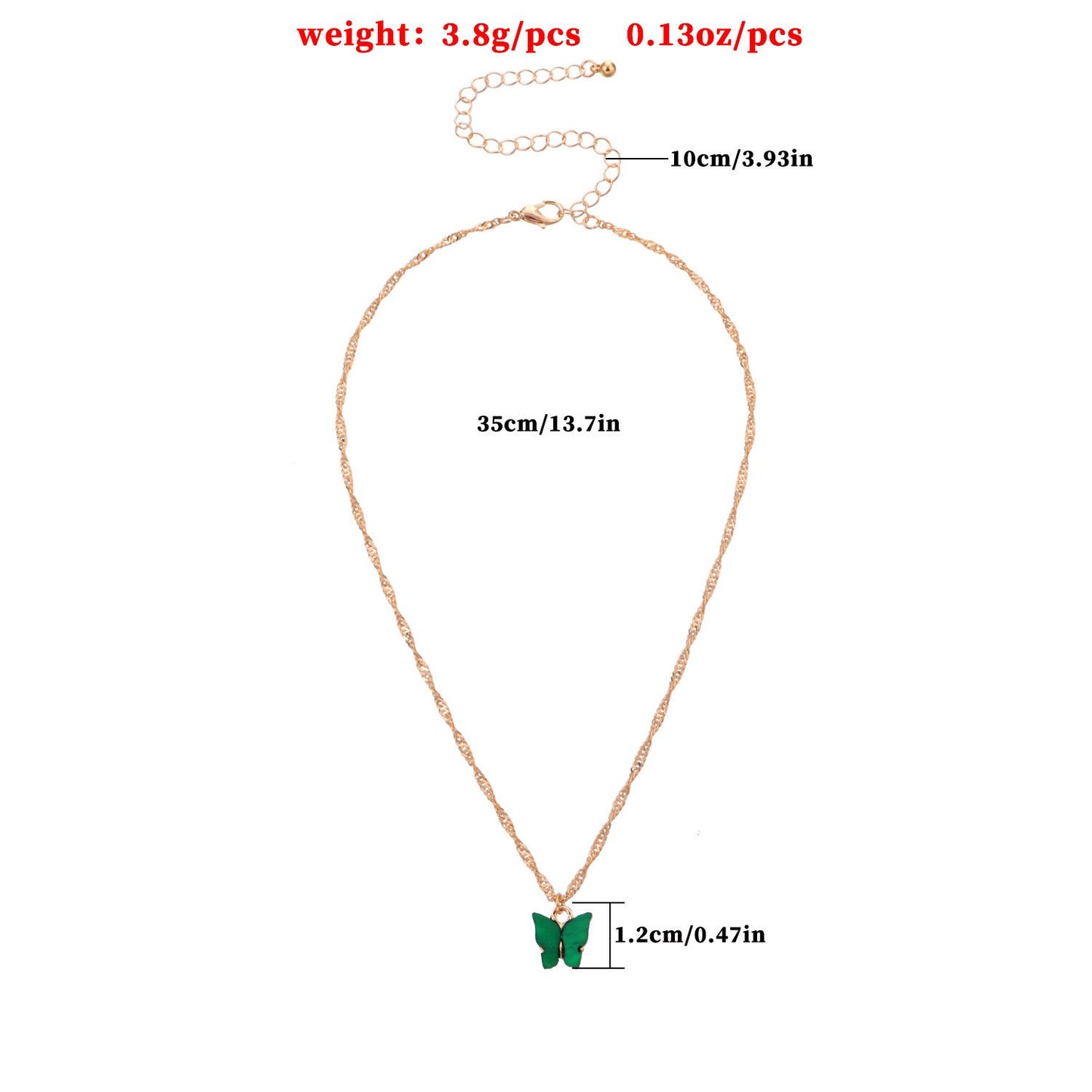 Jewelry Acrylic Colorful Butterfly Pendant Necklace Ladies Geometric Simple Hemp Rope Chain Necklace