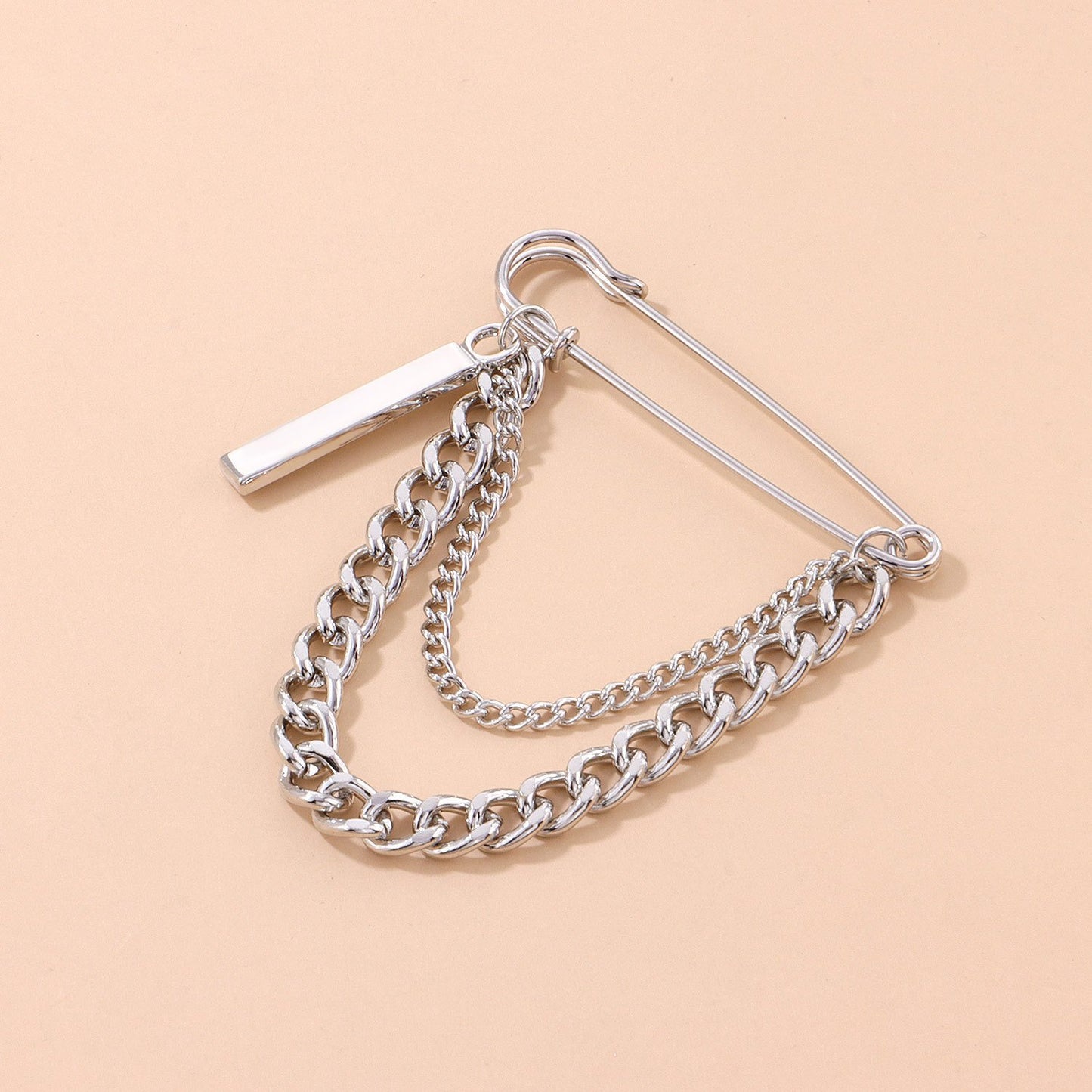 ins Harajuku cool chain pin brooch street fashion metal decoration hip-hop western clothing for men and women