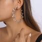 E1424 Exaggerated Earrings C Shape Large Circle Rhinestone Earrings Heavy Metal Punk Hip Hop Earrings