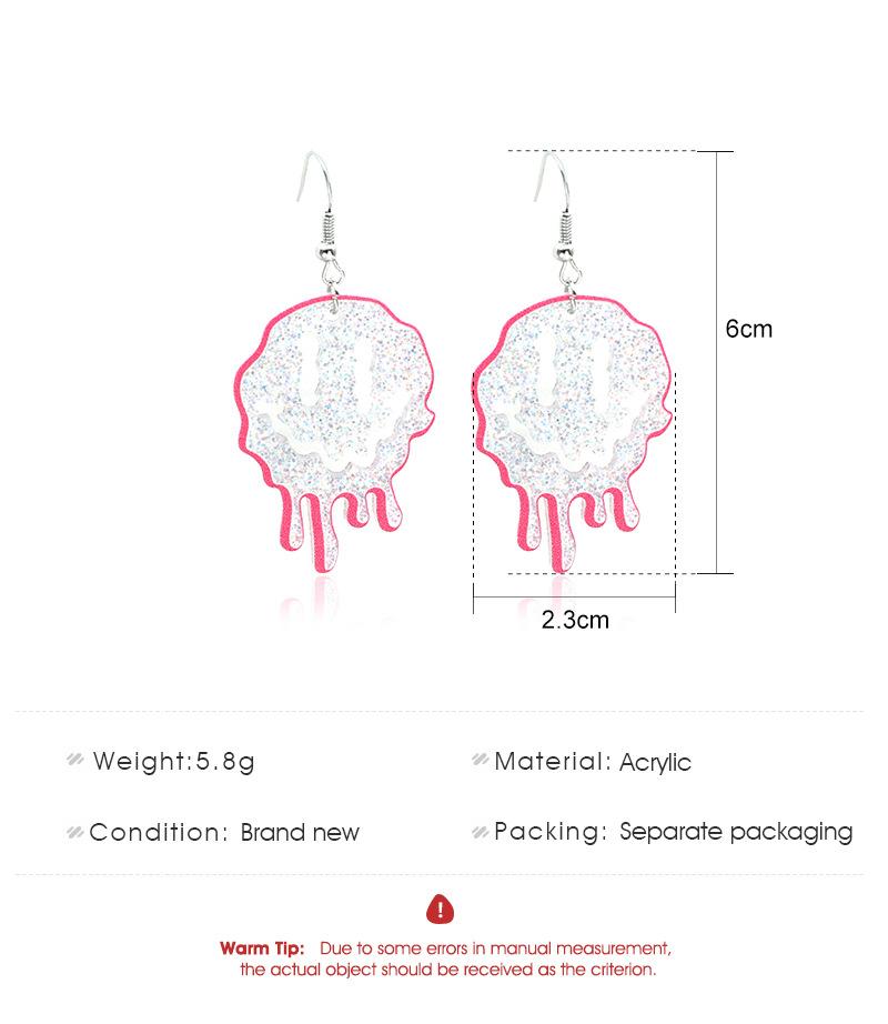 Gothic exaggerated acrylic irregular earrings ins transparent resin smiley face earrings Halloween