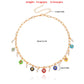 Jewelry niche simple back-shaped chain colorful glass flower pendant necklace female ins high-end explosion