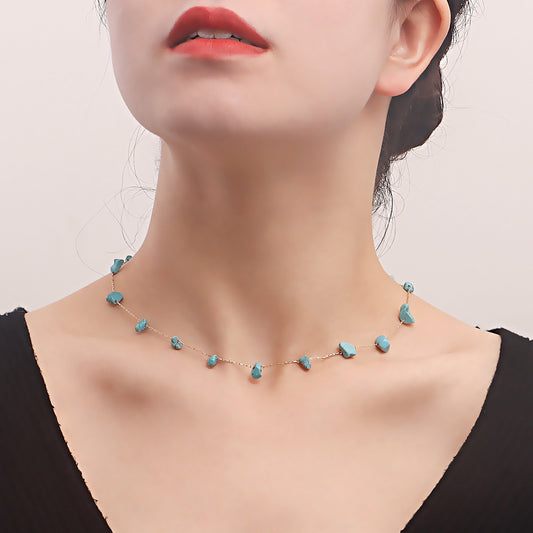 Jewelry ins beach color natural irregular gravel necklace necklace female clavicle chain