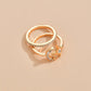 Fashion Simple Alloy Rhinestone Star Moon Two-Piece Ring Set Ladies Accessories