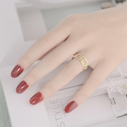 Popular big-name CD ring titanium steel open ring fashion couple pair of rings