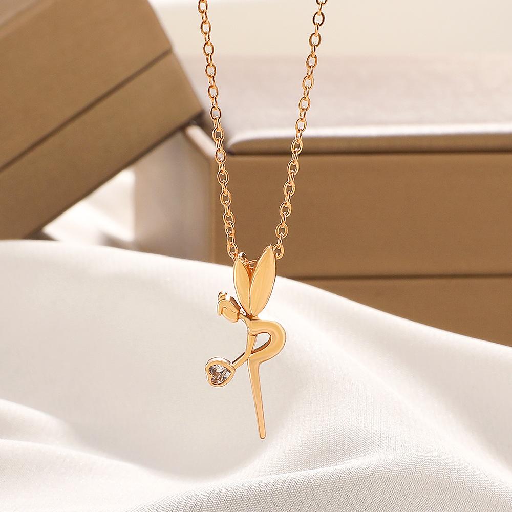 Ins guardian angel necklace fashion temperament micro-inlaid zircon elf clavicle chain niche design necklace