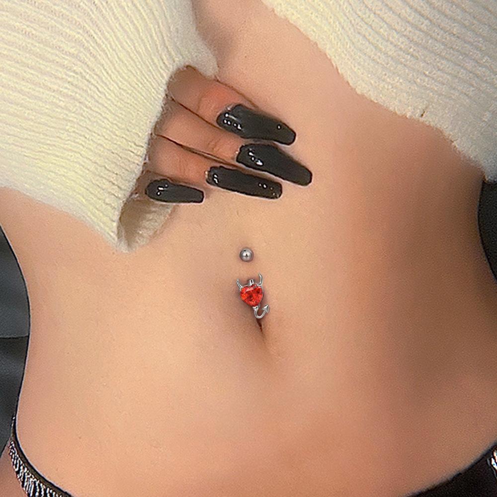 Fashion zircon heart navel ring simple devil navel nail navel decoration body piercing jewelry