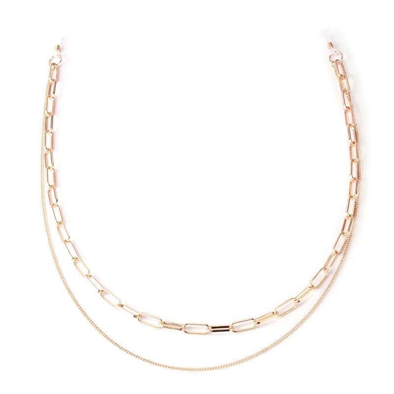 Hip-hop trend long hanging neck double-layer chain temperament street shooting glasses chain simple metal accessories