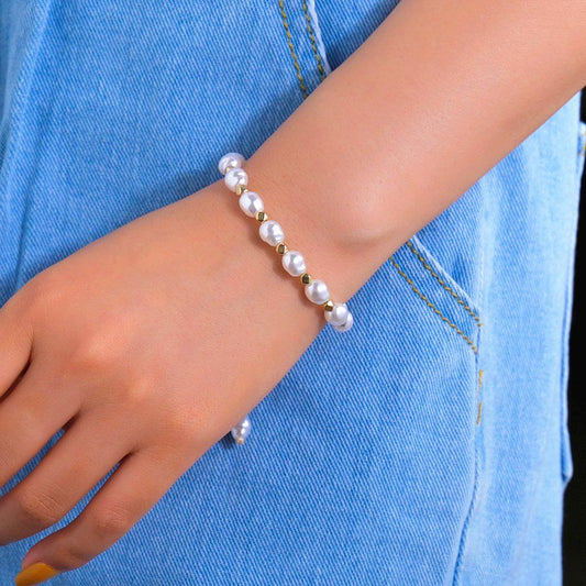 Ins Shaped Imitation Pearl Bracelet Retro Handwoven Bracelet Ladies Jewelry