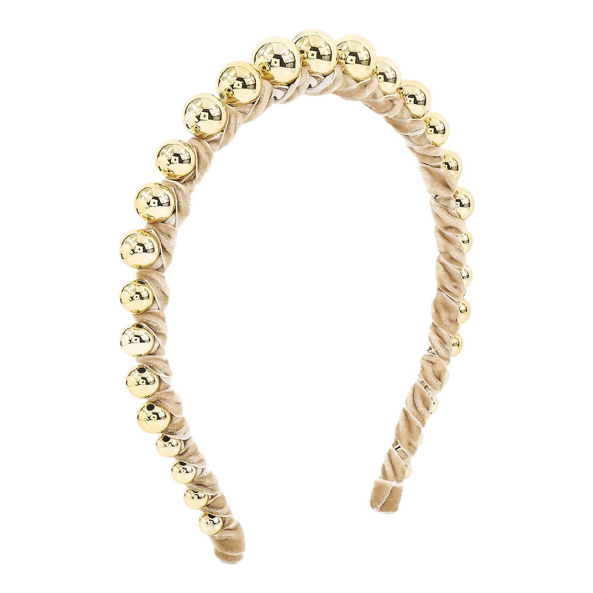 F4875 Simple and niche personality velvet hand-wound headband CCB gold beads sweet and cool girl headband