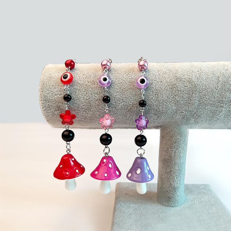 Creative Mushroom Pendant Multipurpose Ornament Devil's Eye Keychain Pearl Bag Ornament