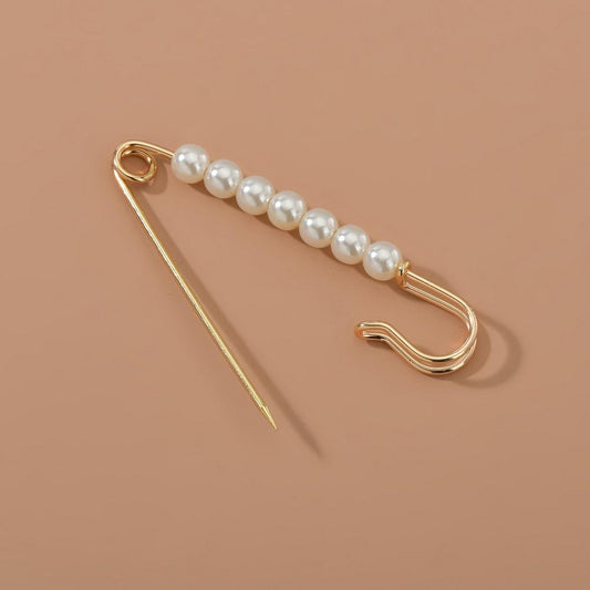 Simple anti-lost cardigan buckle golden collar pin personality big pearl pin pin brooch