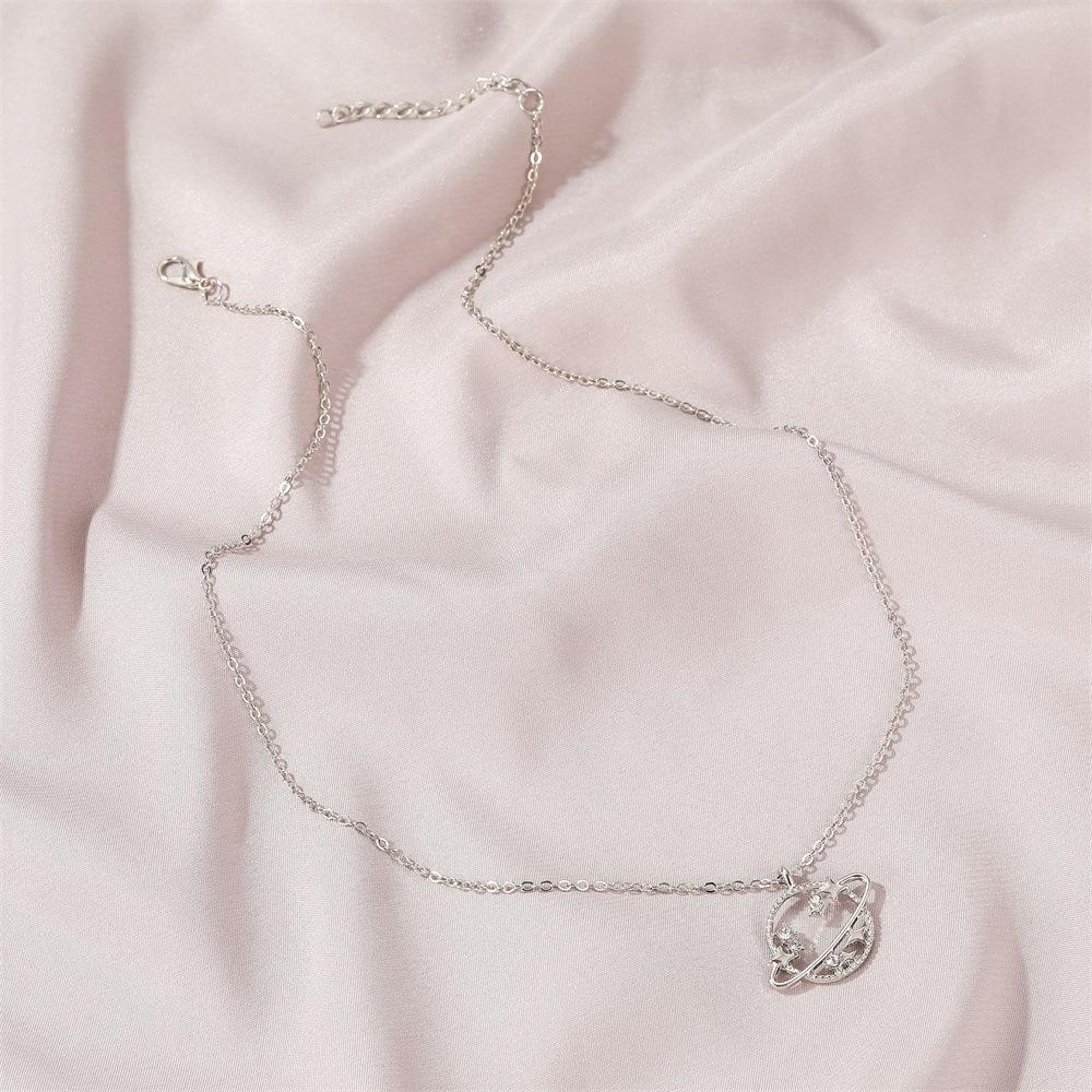 Fashionable Hollow Planet Necklace Xiaohongshu Same Style Clavicle Chain Simple Zircon Cosmos Set Chain