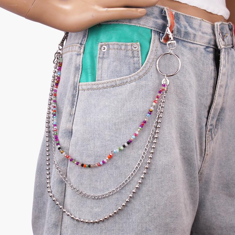 Jewelry creative color crystal multi-layer pants chain all-match geometric accessories chain body chain