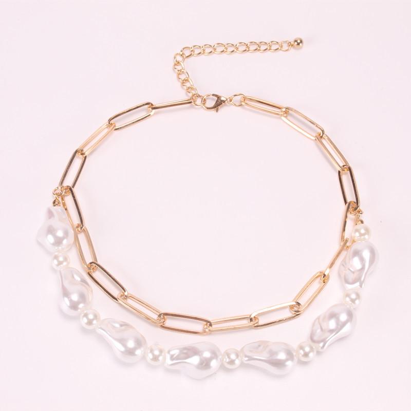 Jewelry Hip Hop INS Shaped Pearl Necklace Female Geometric Chain Baroque Pearl Necklace
