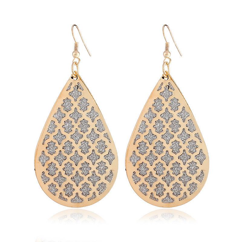 Double-layer hollow swing earrings fashion OL drop-shaped multi-layer frosted earrings