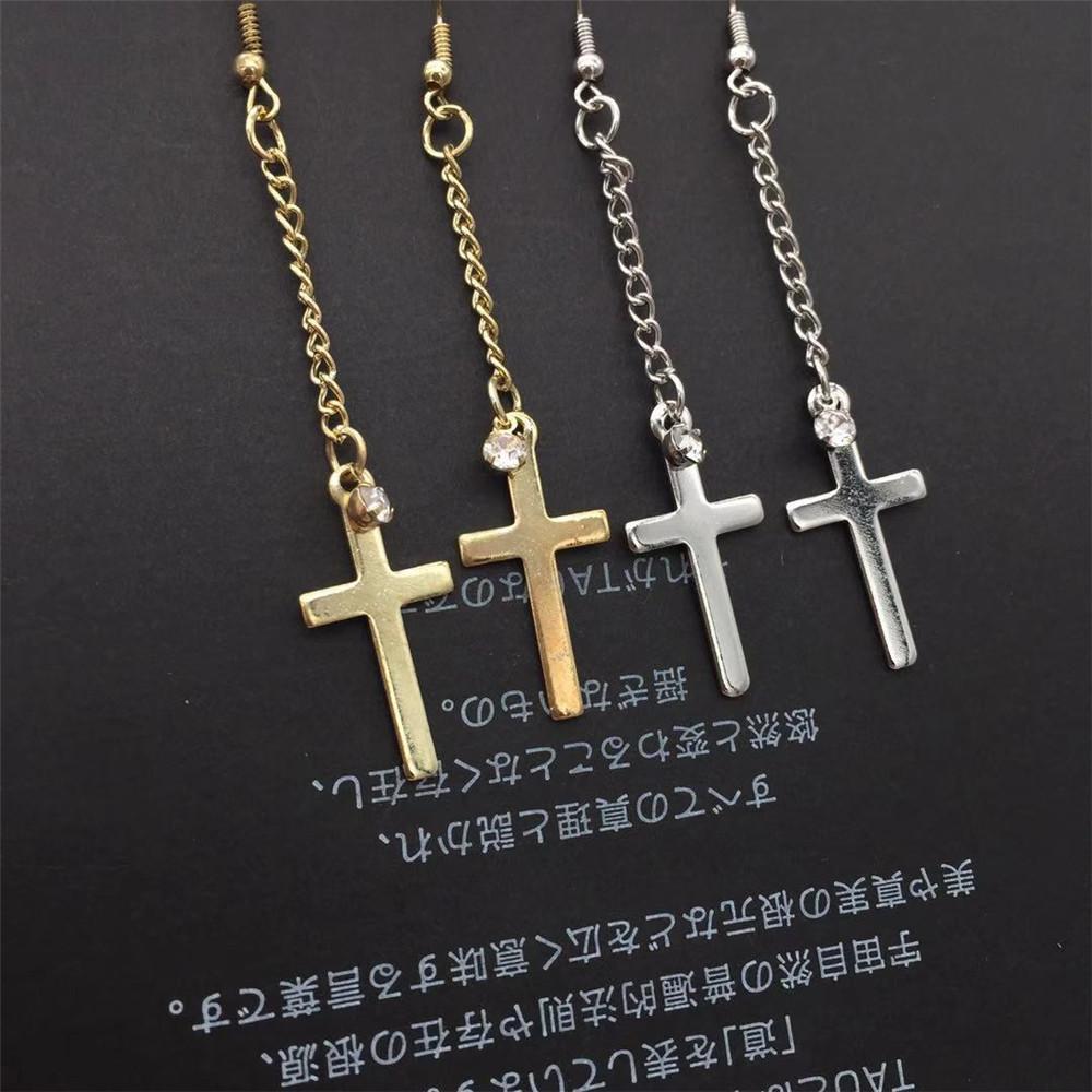 Chain cross earring alloy simple with diamond ear jewelry accessories