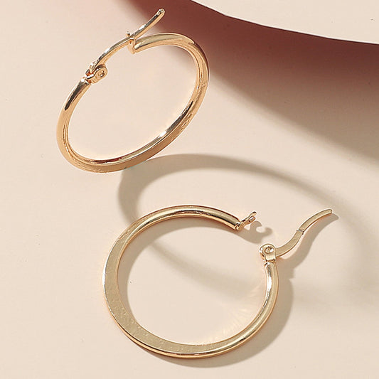 Exaggerated large circle earrings ins trendy retro temperament stainless steel geometric earrings earrings female