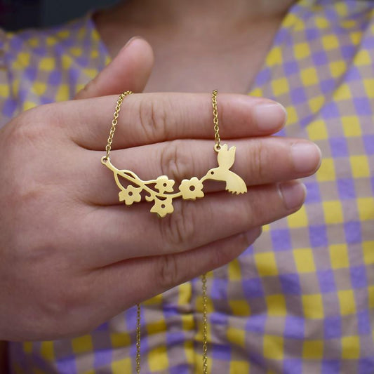 Explosive Summer Olive Bird Branch Versatile Titanium Steel Necklace for Women