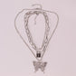 Jewelry Retro Geometric Lock Shape Simple Chain Multilayer Necklace Big Butterfly Micro-inlaid Set