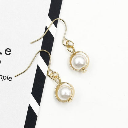 Popular ear jewelry long and short ring pearl pendant earrings simple and versatile