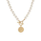 Ins temperament versatile necklace fashion metal ancient coins personality OT buckle short necklace pearl multi-element necklace