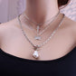 Jewelry Retro Multi-layer Cross Baroque Pearl Butterfly Necklace Female Detachable Three-piece Set