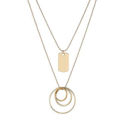 Fashion Simple Geometric Multilayer Round Hoop Pendant Necklace Ladies Accessories