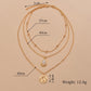 Fashion Alloy World Map Pendant Necklace Vintage Multilayer Chain Necklace Accessories