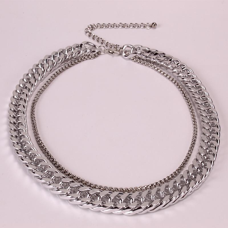 Simple multi-layer alloy necklace fashion street shooting twist chain mix and match double-layer short chain clavicle chain female