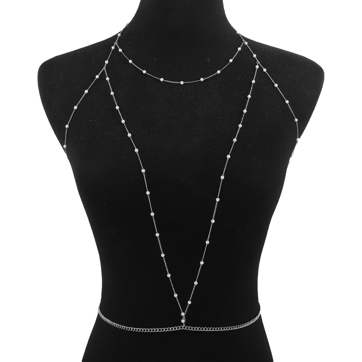 C395 Street Shot Sexy Fashion Body Chain Metal Simple Pearl Beach Bikini Chest Chain Waist Chain