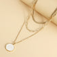 Jewelry trend multi-layer flat snake chain imitation mother-of-pearl pendant necklace female niche high-end necklace light luxury