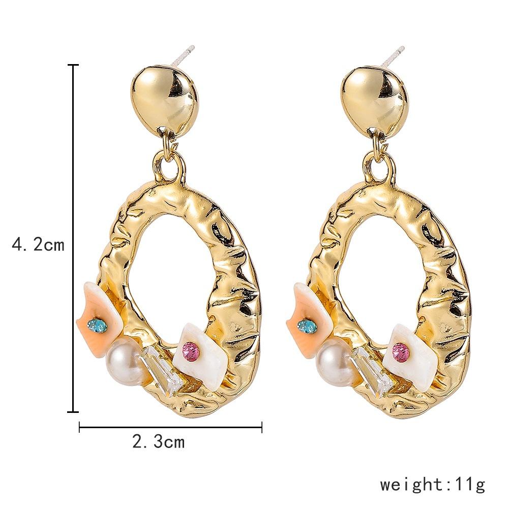 Dongdaemun Irregular Hollow Earrings Temperament High-grade Light Luxury Pearl Shell Earrings Earrings
