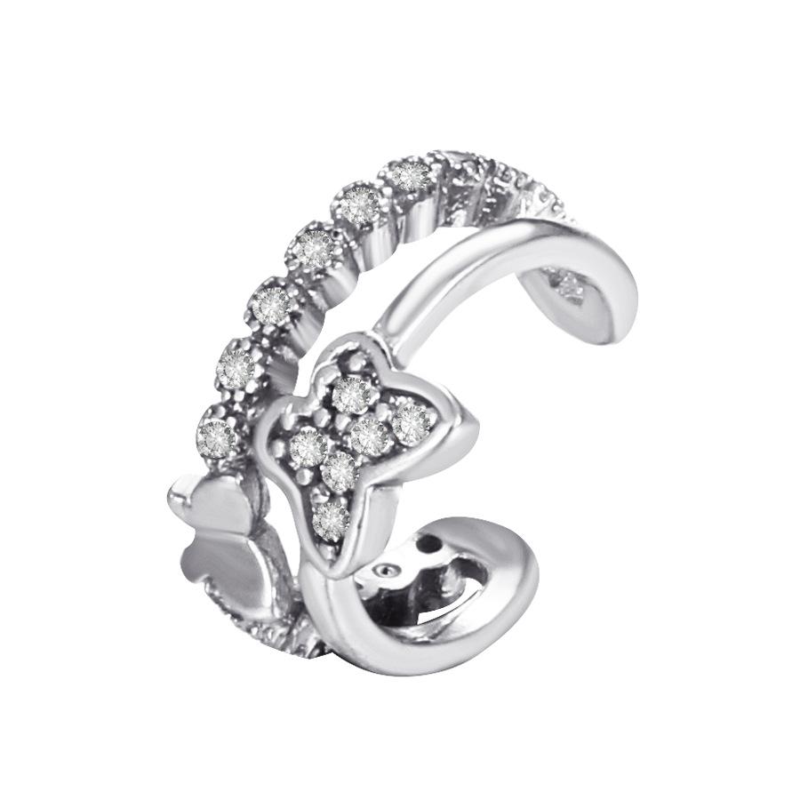 Temperament personality butterfly ear clip without ear hole single ins French light luxury copper inlaid zircon C-shaped ear bone clip