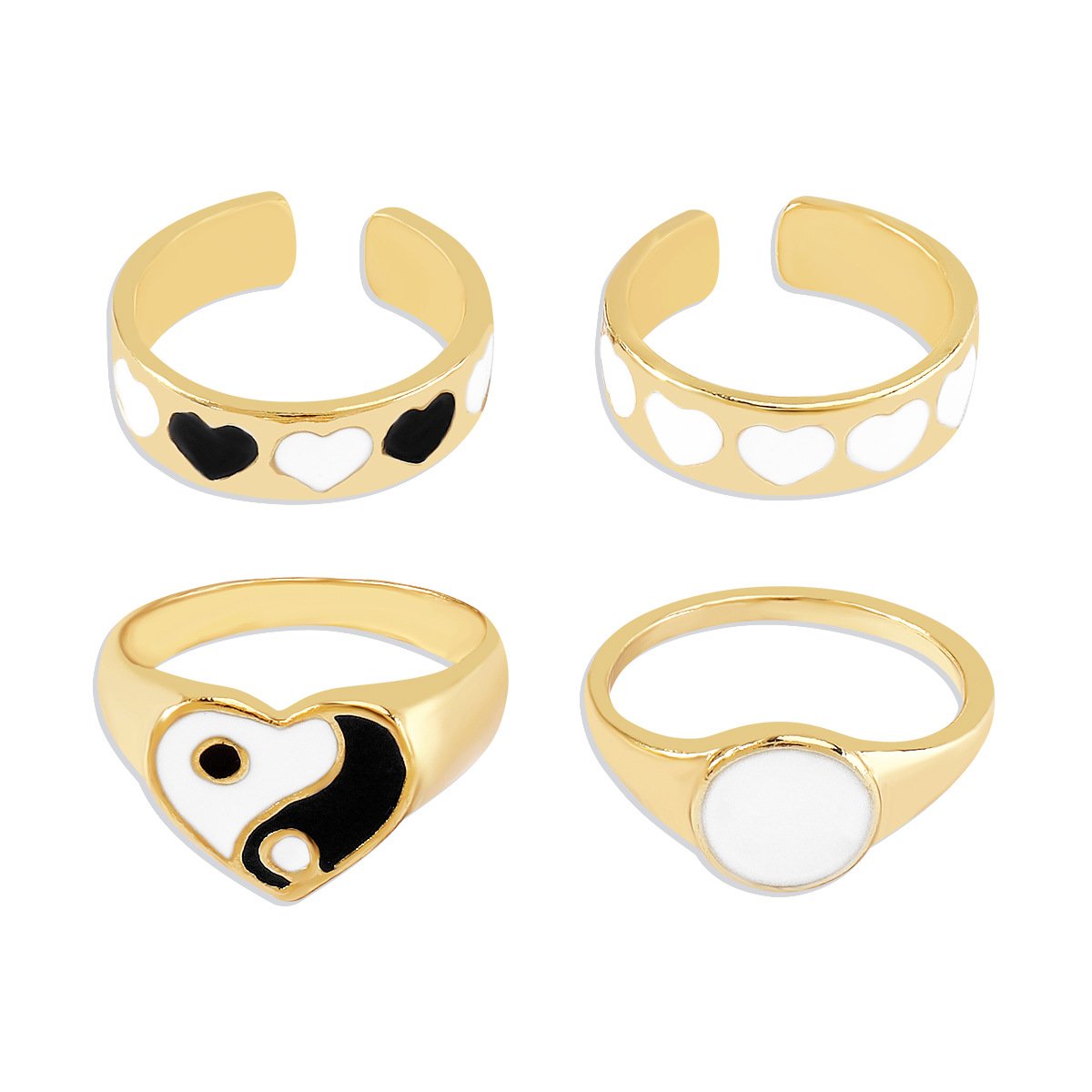 R772 dripping oil love net red ring opening geometric yin and yang gossip hip-hop ring joint ring