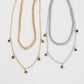 N9267 Double Pentagram Necklace Geometric Drip Oil Elegant Necklace Metal Texture Fashion Clavicle Chain Women