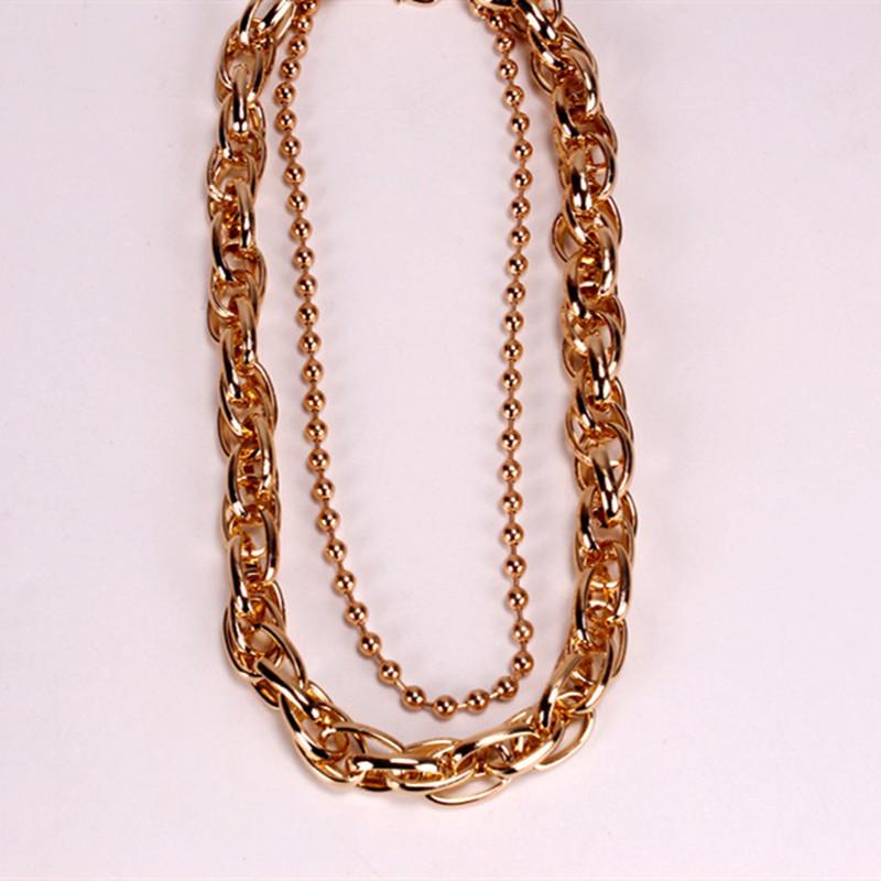 Jewelry Punk Street Shot Retro Bead Chain Necklace Simple Thick Chain Twisted Chain Set Necklace