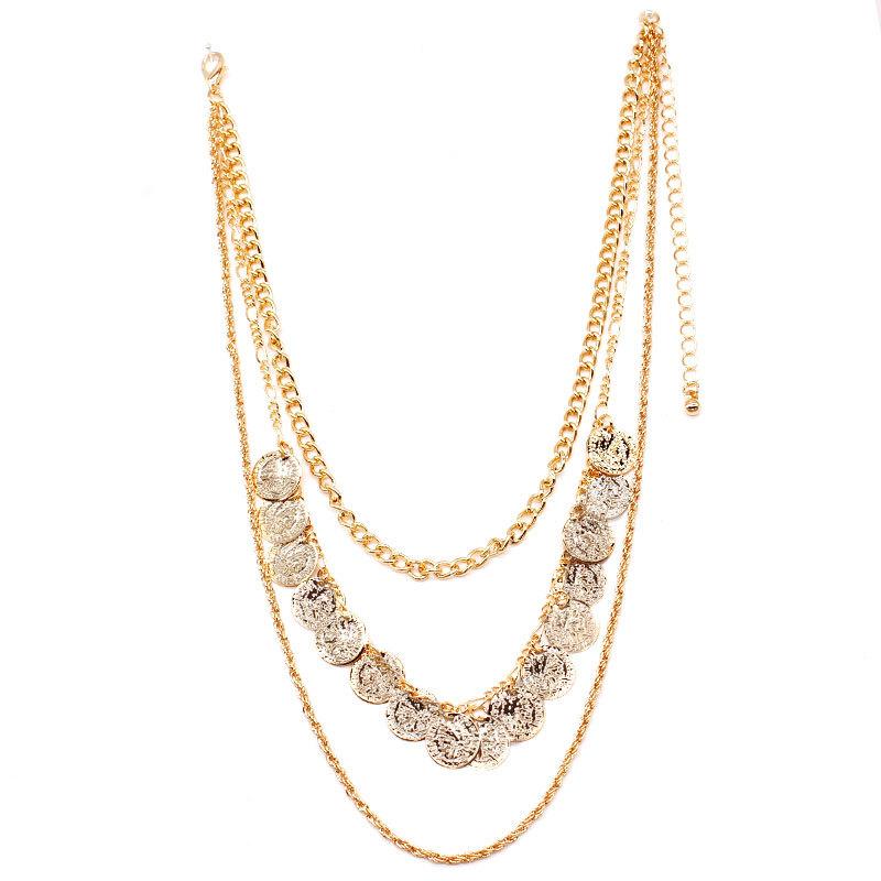 Accessories Ethnic Personality Layered Coin Chain Head Card Handmade Necklace