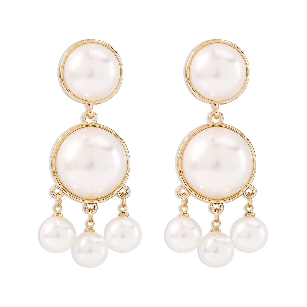 152 personality exaggerated earrings French elegant pearl niche retro earrings baroque geometric earrings