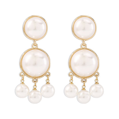 152 personality exaggerated earrings French elegant pearl niche retro earrings baroque geometric earrings