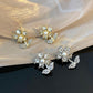 ins crystal flower earrings light luxury niche design micro-inlaid zircon earrings sweet and fresh petal earrings