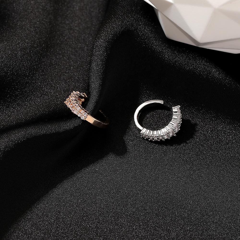 Personalized pierced earrings, double-layer temperament, micro-inlaid zircon ear bone clip, fashionable and sexy ear accessories