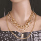 Punk hip-hop exaggerated thick aluminum chain metal multi-layer chain padlock necklace female